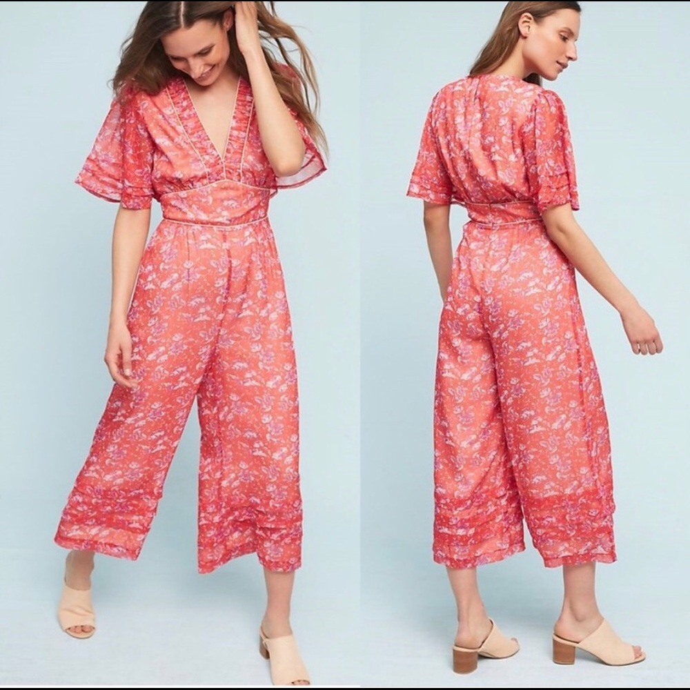 Anthropologie Floral Culottes Jumpsuit